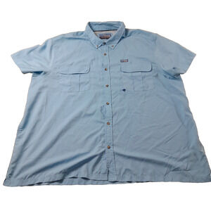 XCaster Outdoor Shirt Mens Medium White Button Up Short Sleeve Vented Fishing